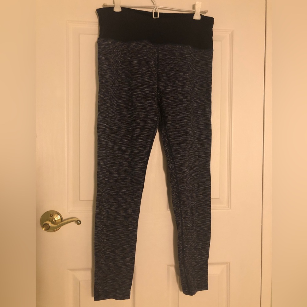 Tuff Athletics Blue/Black/White Full Length Leggings w/ Zip Pocket in Waistband